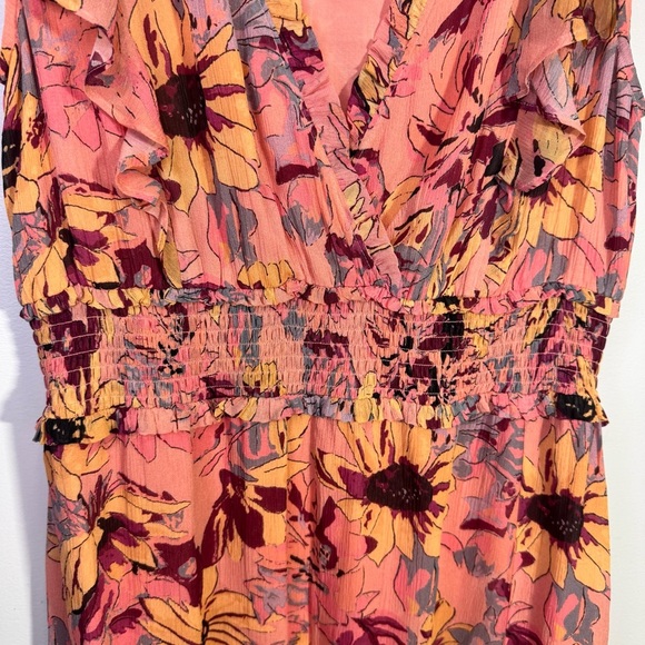 PAIGE Katharina Floral Silk Midi Dress Size Large Ruffle Feminine - Picture 9 of 16